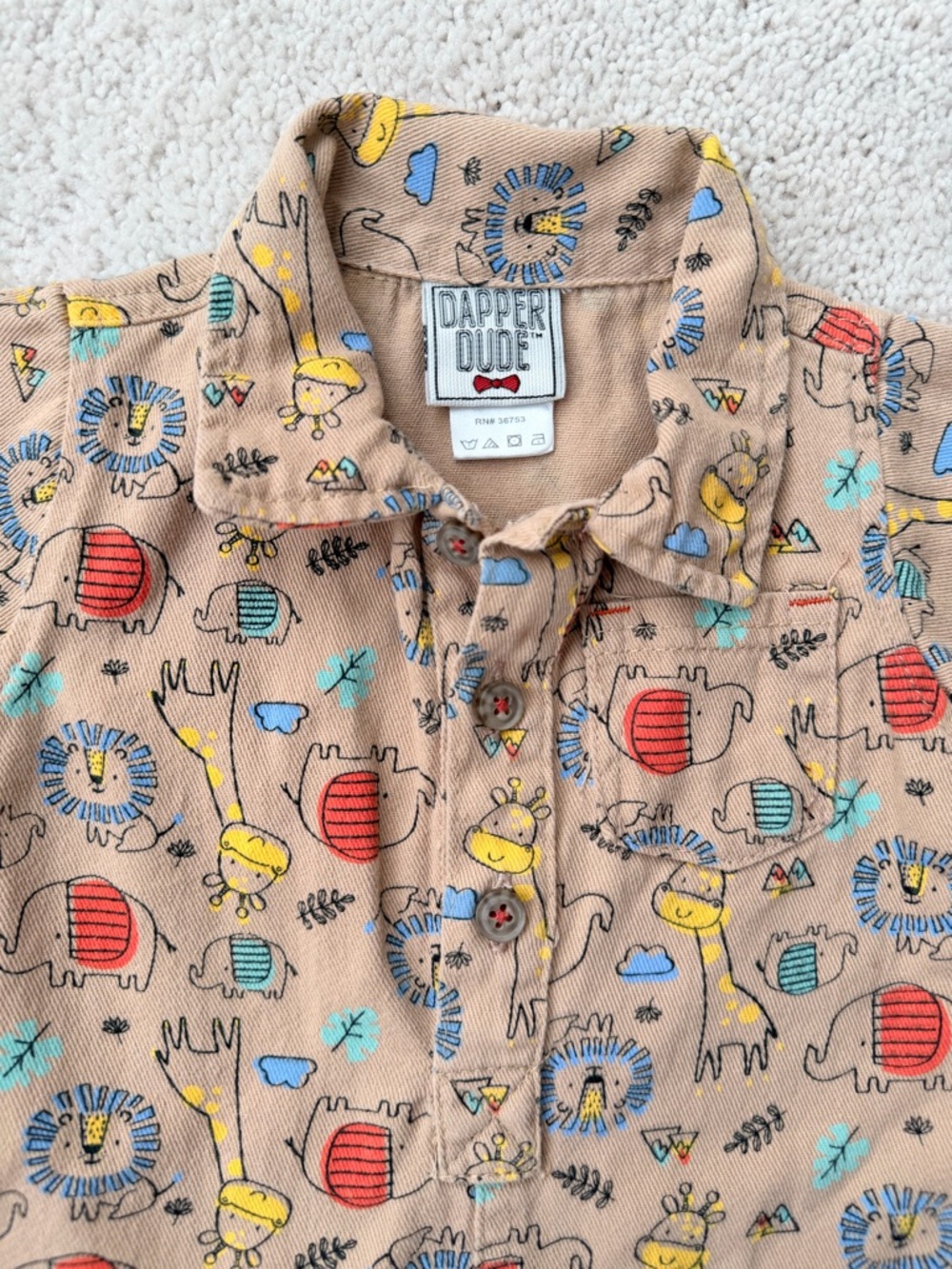 Tan Safari Print Baby One-Piece Bodysuit - Picture 3 of 9
